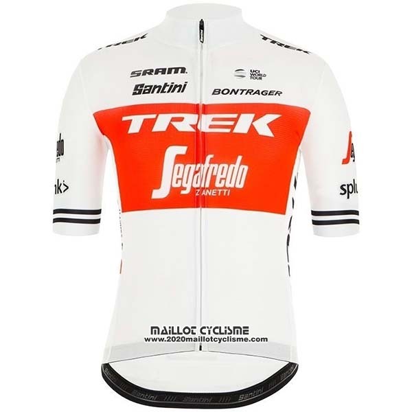 2019 Maillot Ciclismo Trek Segafredo Blanc Rouge Manches Courtes et Cuissard